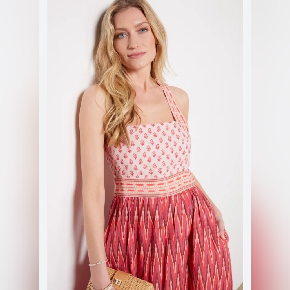 Faherty Gracie Linen Floral Print Maxi Dress